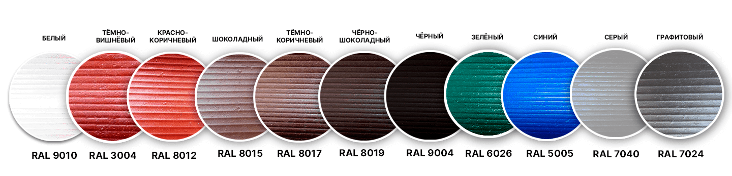 цвета покраски крыши в палитре RAL